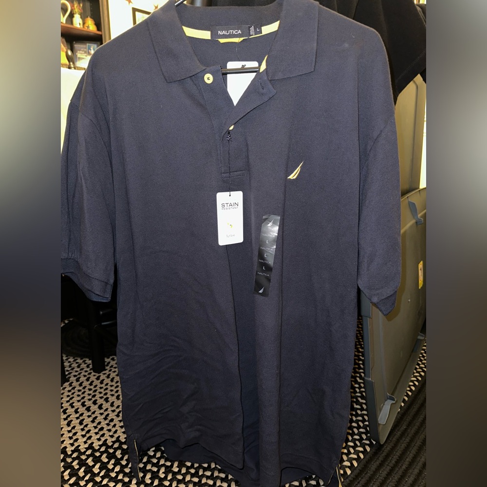 Mens Nautica Polo Short Sleeve Navy Blue Size XL Brand New